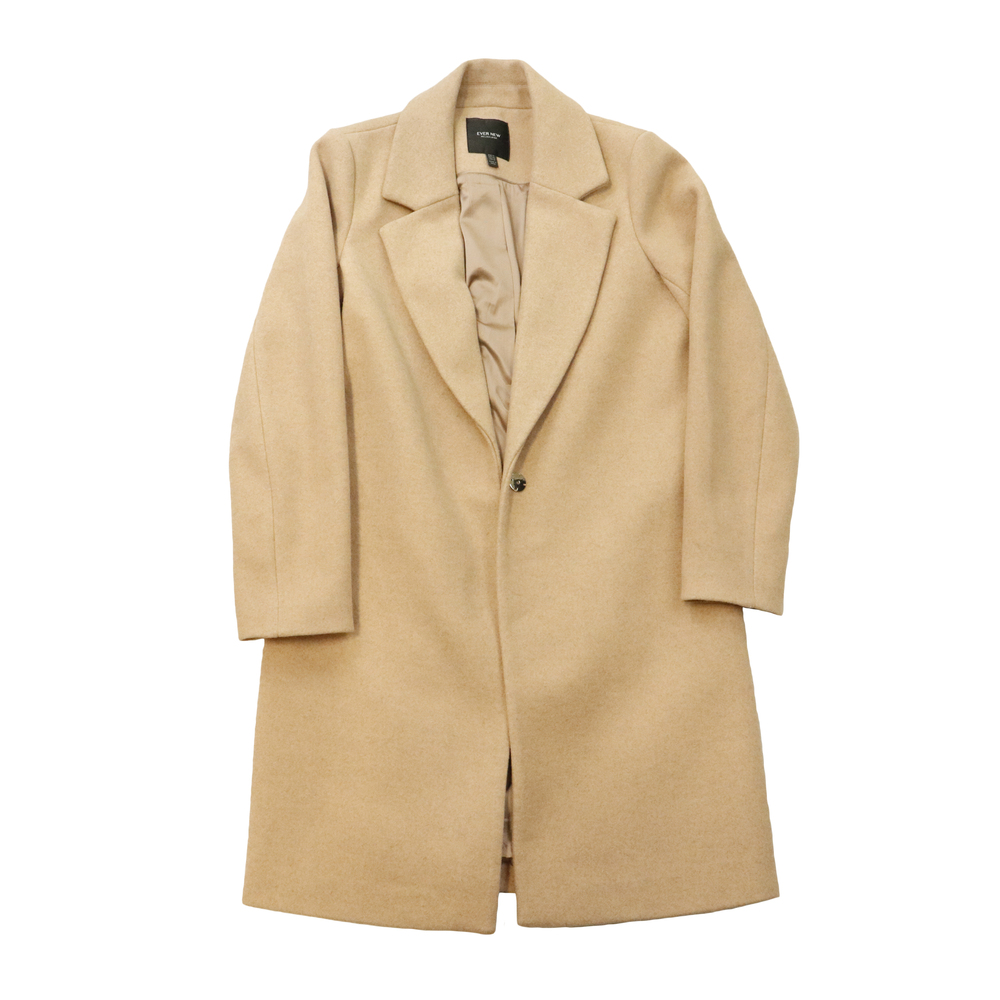 Ever New Camel Wool-Blend ling trench Coat Size 10